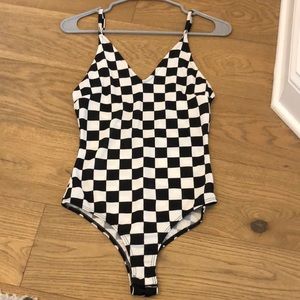 Checkered Black And White Bodysuit